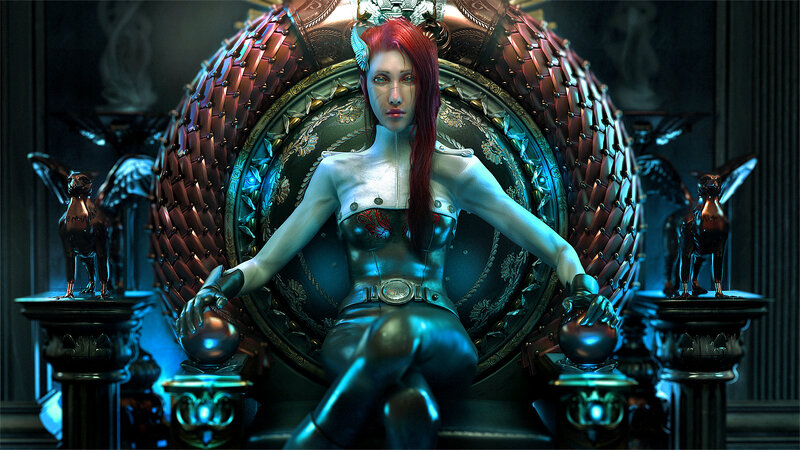 Red-haired Woman on Throne — Blue