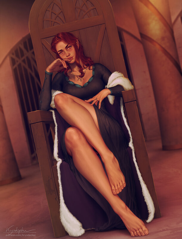 Red-haired Woman on Throne — Brown