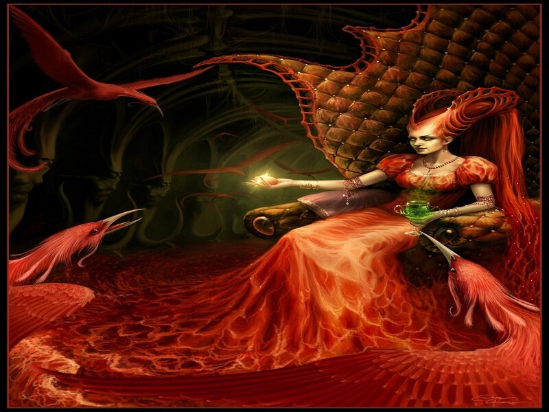 Red-haired Woman on Throne