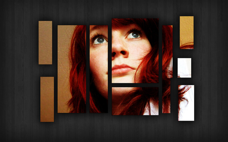Red-haired woman portrait collage