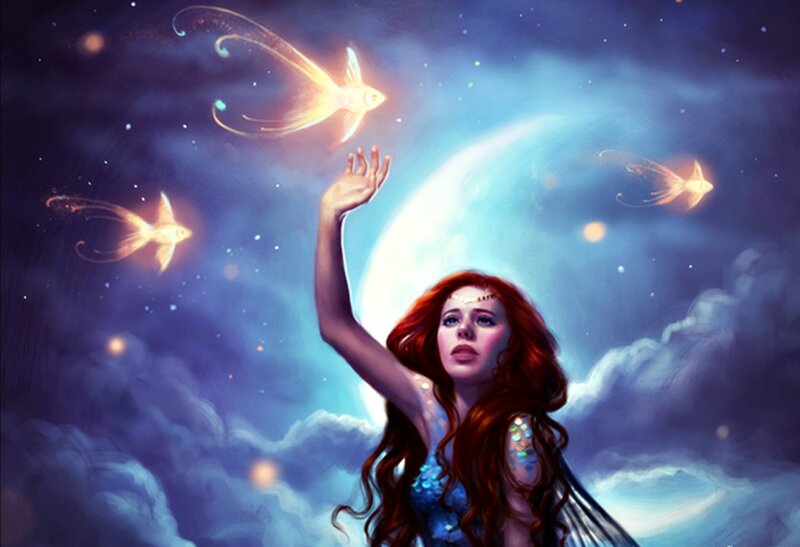 Red-haired Woman Reaching Up