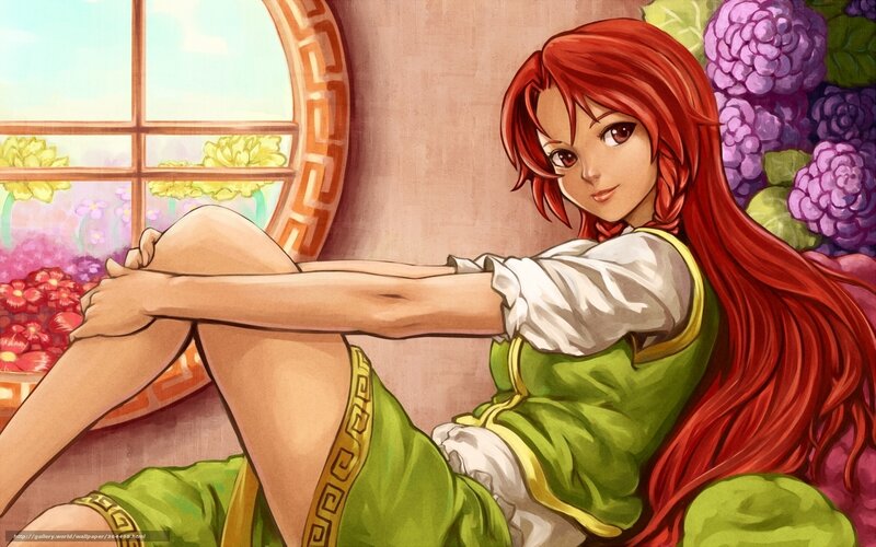 Red-haired Woman Sitting — Green