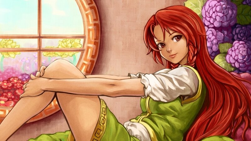 Red-haired Woman Sitting — Red, Calm, Afternoon