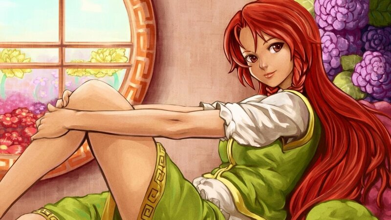 Red-haired Woman Sitting — Red, Calm