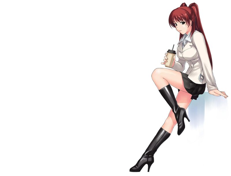 Red-haired Woman Sitting — White