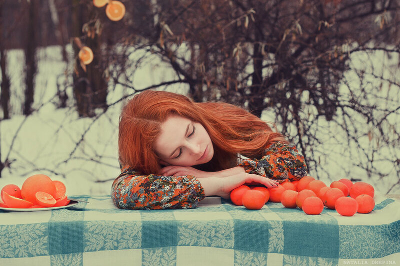 Red-haired Woman Sleeping — Orange