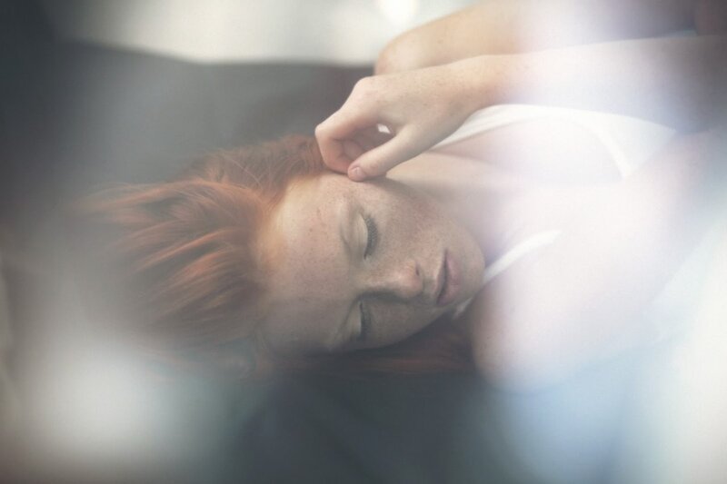Red-haired Woman Sleeping — White, Serene