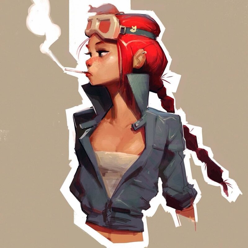 Red-haired Woman Smoking — Red, Cool