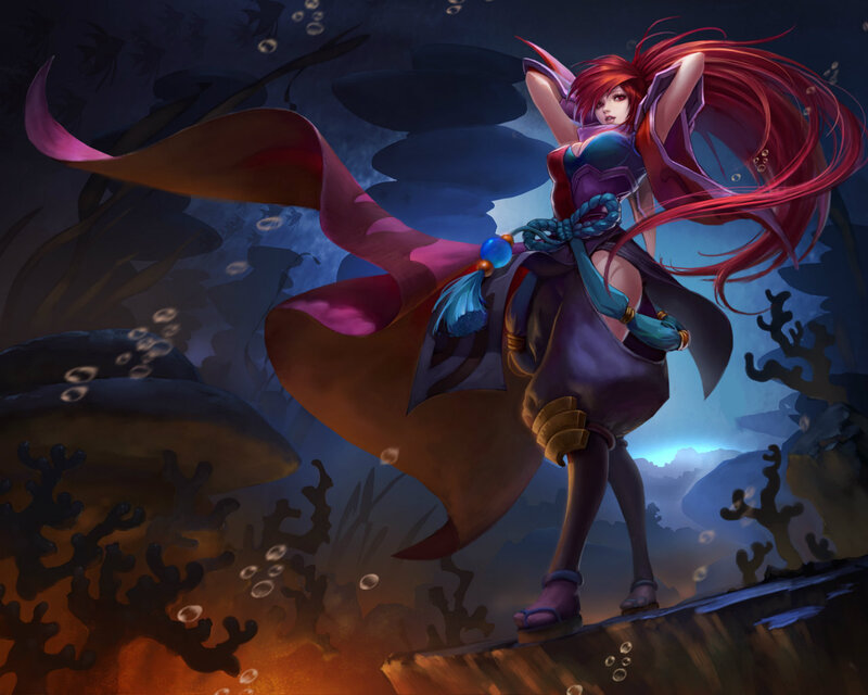 Red-haired Woman Underwater — Purple