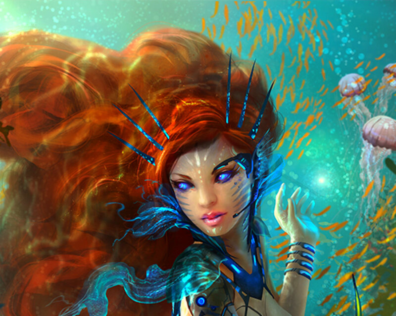 Red-haired Woman Underwater
