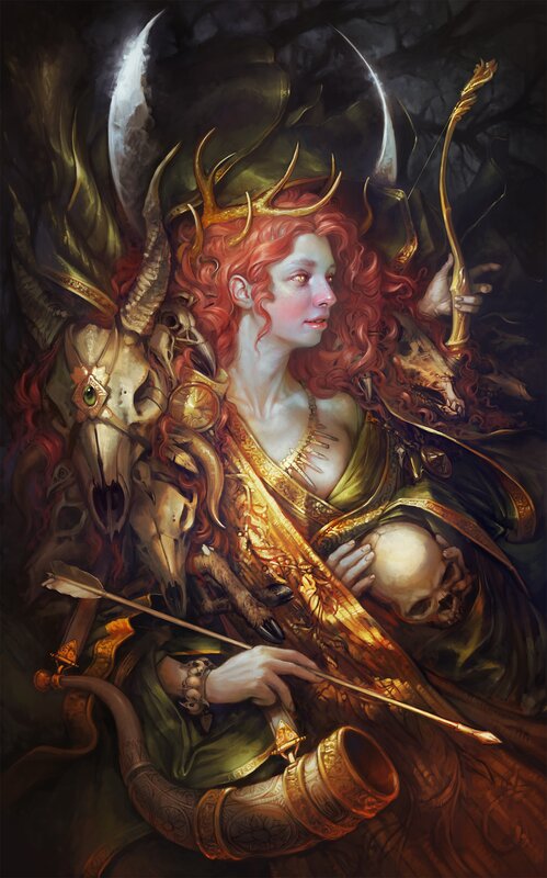 Red-haired Woman with Antlers