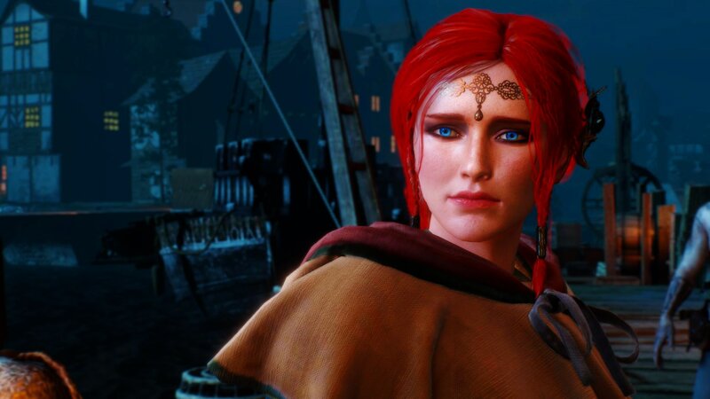 Red-haired Woman with Blue Eyes — Red, Dramatic, Night