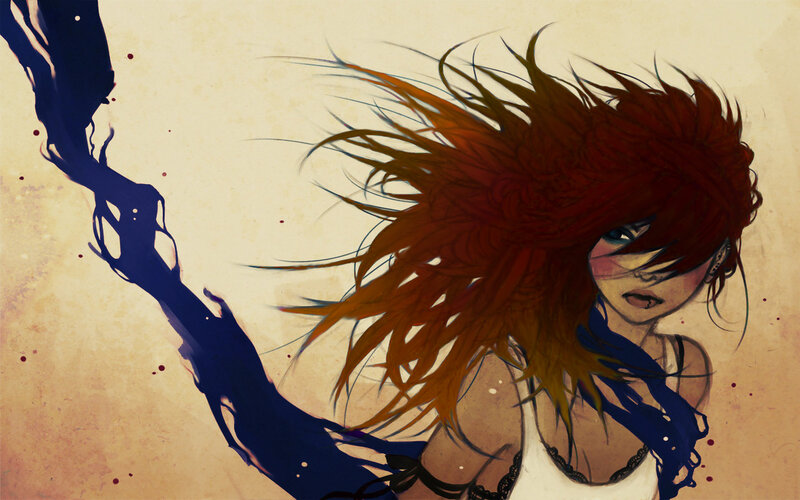 Red-haired Woman with Blue Hair