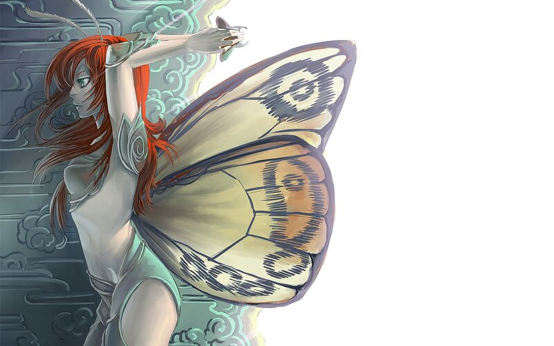 Red-haired Woman with Butterfly Wings