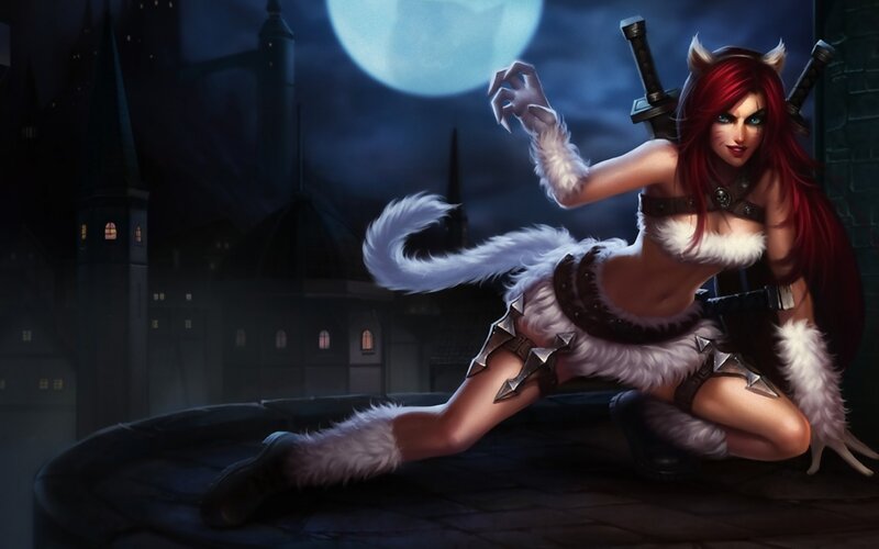 Red-haired Woman with Cat Ears — Blue