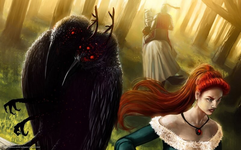 Red-haired Woman with Crow