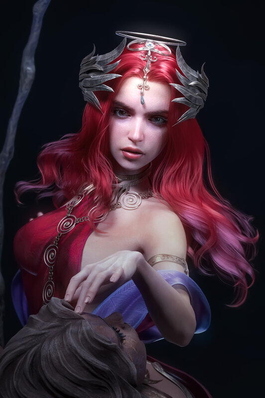Red-haired Woman with Crown