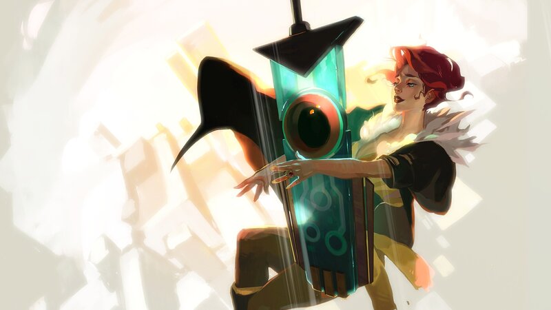 Red-haired Woman with Device — Green