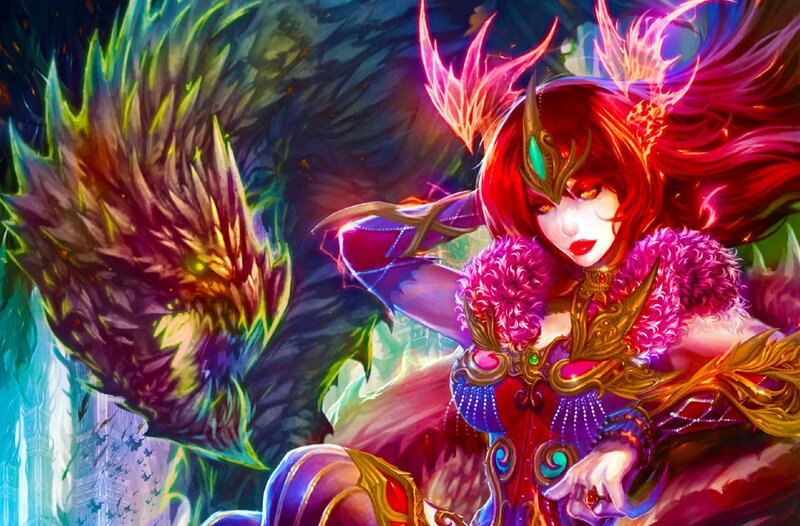 Red-haired Woman with Dragon — Purple