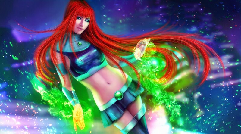 Red-haired Woman with Energy — Red