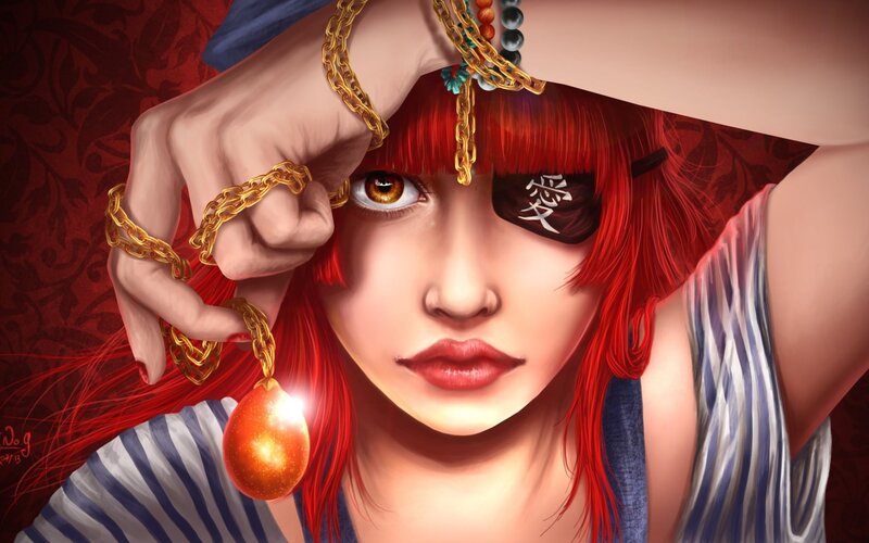 Red-haired Woman with Eye Patch