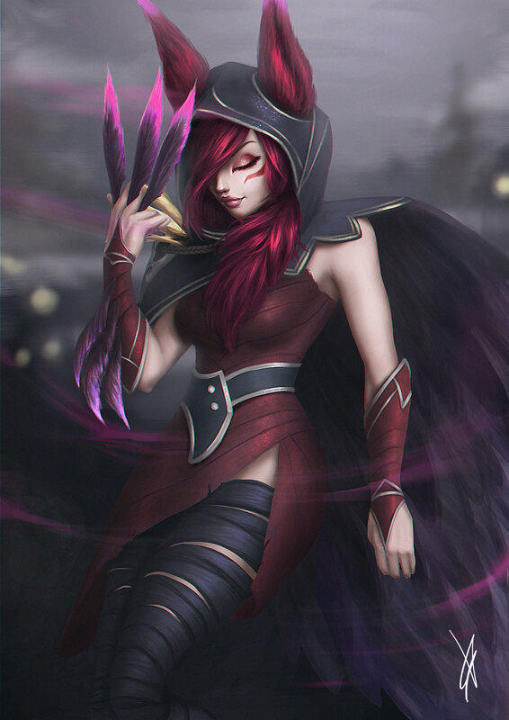 Red-haired Woman with Feathers — Black