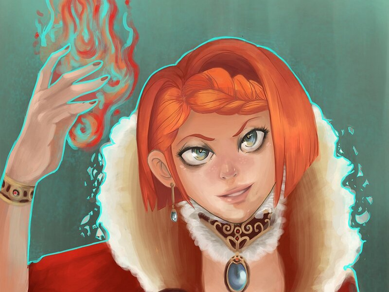 Red-haired Woman with Fire — Orange