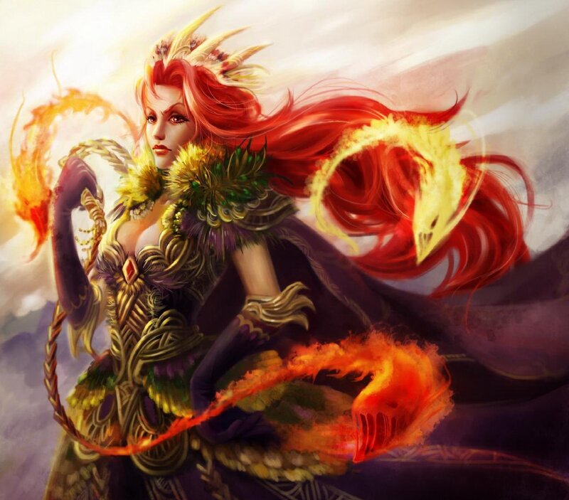 Red-haired Woman with Fire — Red