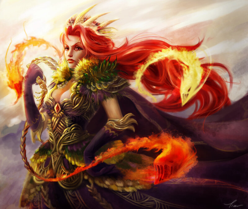 Red-haired Woman with Fire