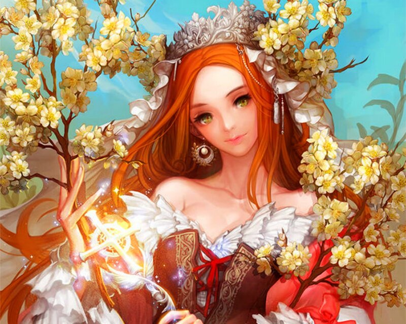 Red-haired Woman with Flowers — Orange