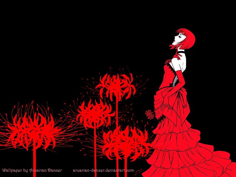 Red-haired woman with flowers