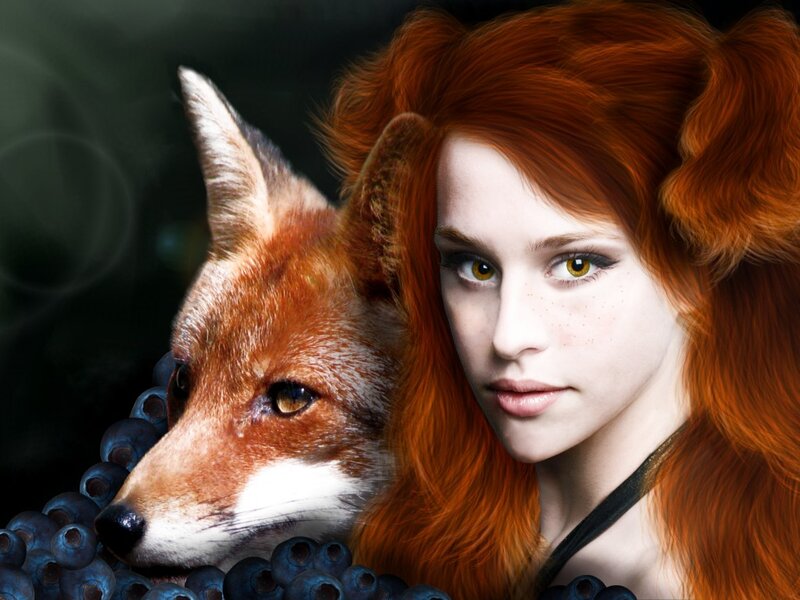 Red-haired Woman with Fox — Red