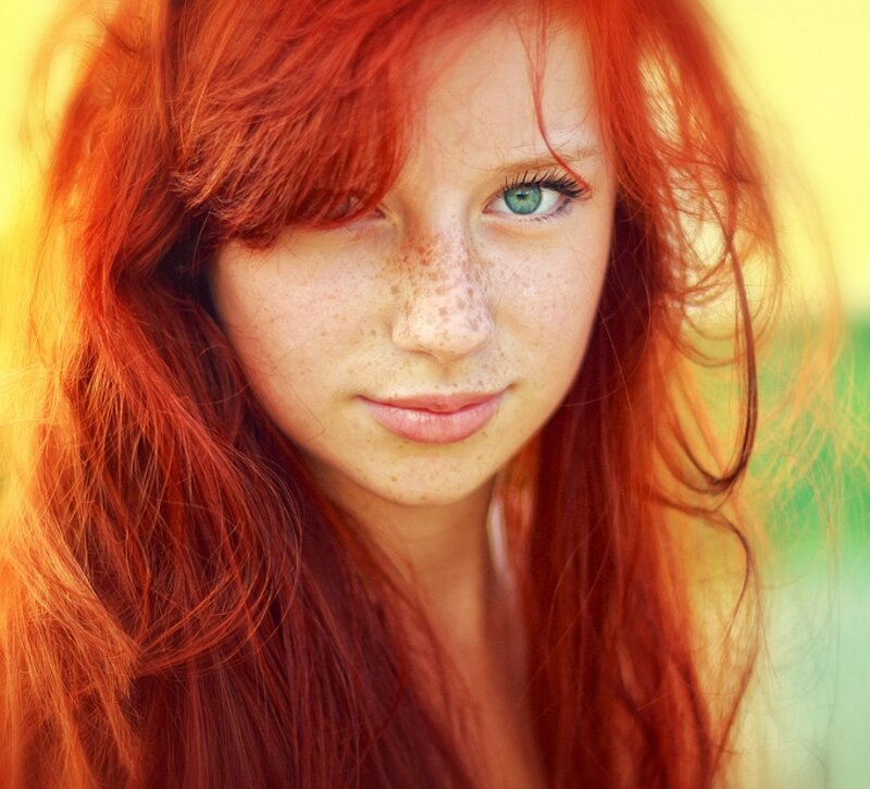red-haired woman with freckles