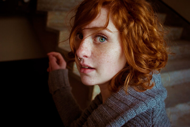 red-haired woman with freckles