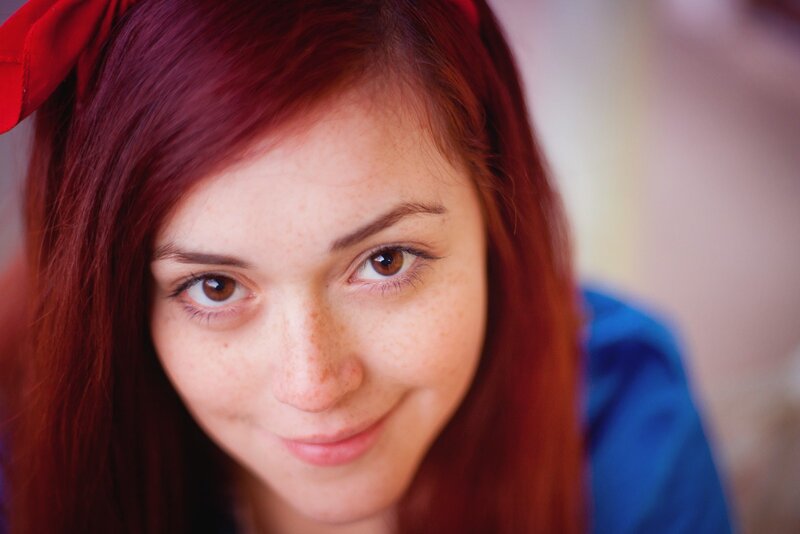 red-haired woman with freckles