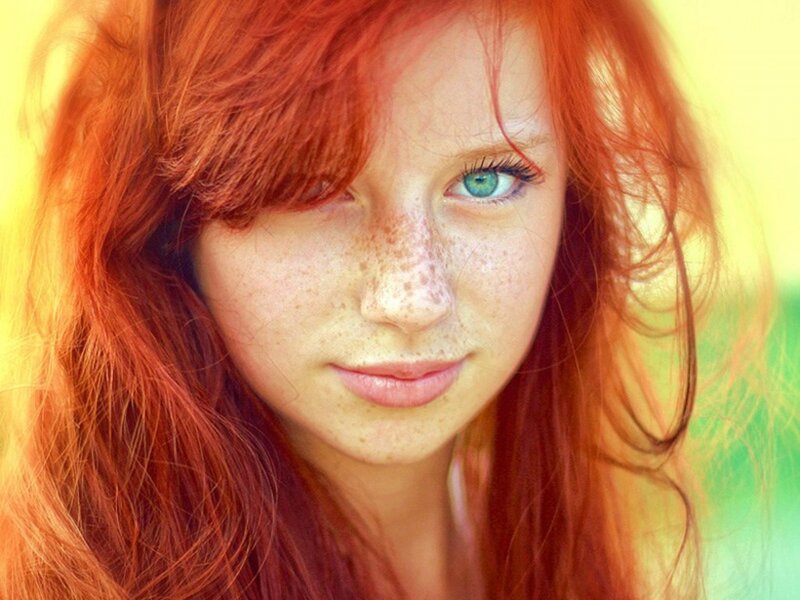 red-haired woman with freckles