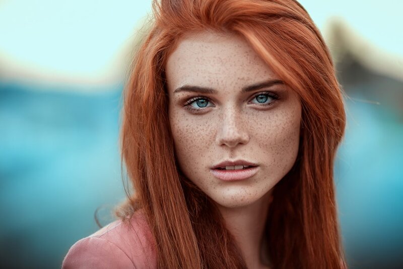 red-haired woman with freckles