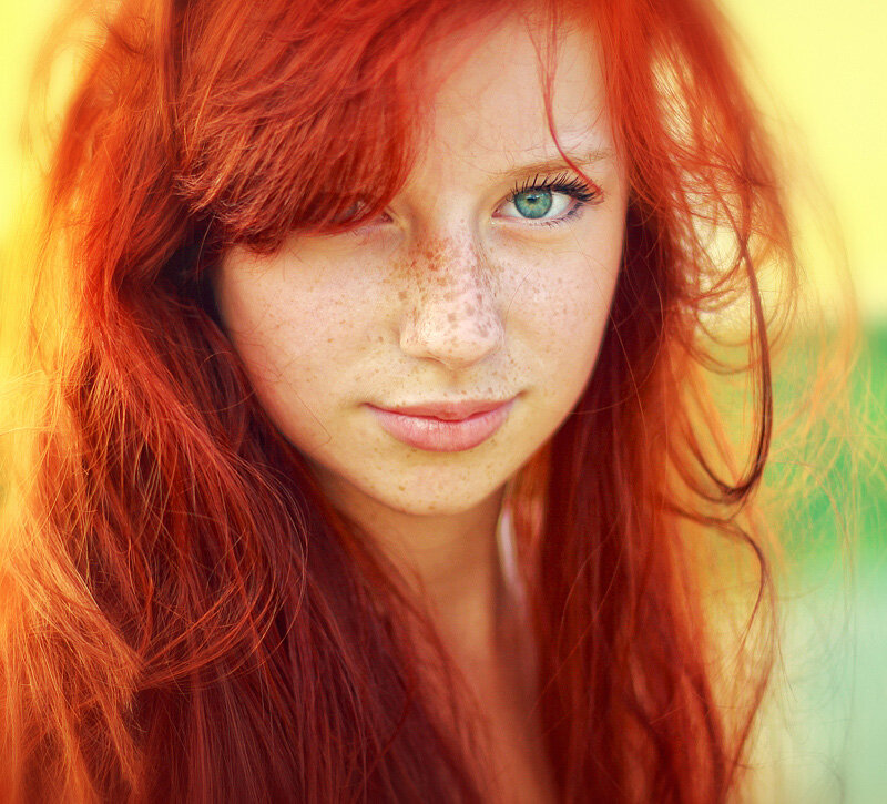red-haired woman with freckles
