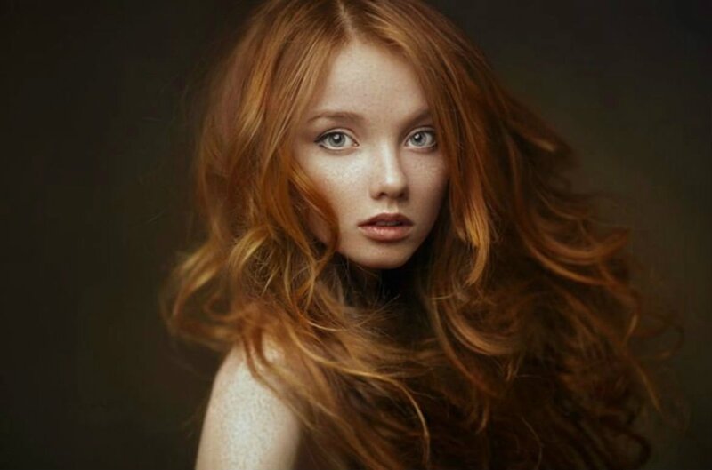 Red-haired Woman with Freckles — Red, Dramatic, Photograph