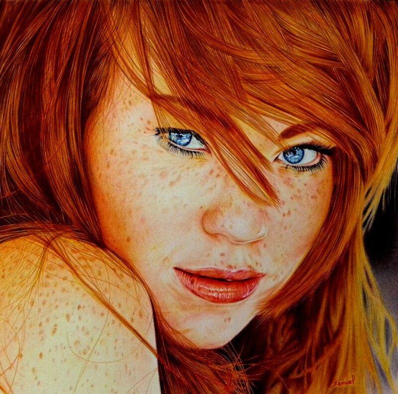 Red-haired Woman with Freckles — Red, Intense
