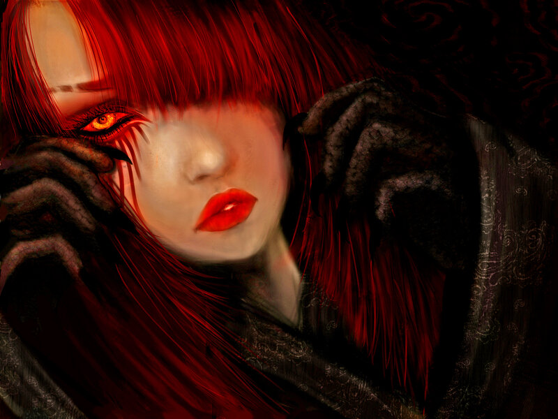 Red-haired Woman with Glowing Eyes