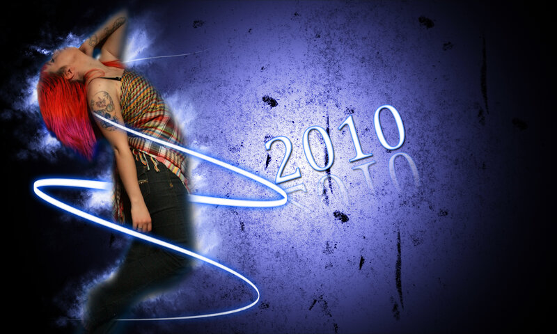 Red-haired woman with glowing lines