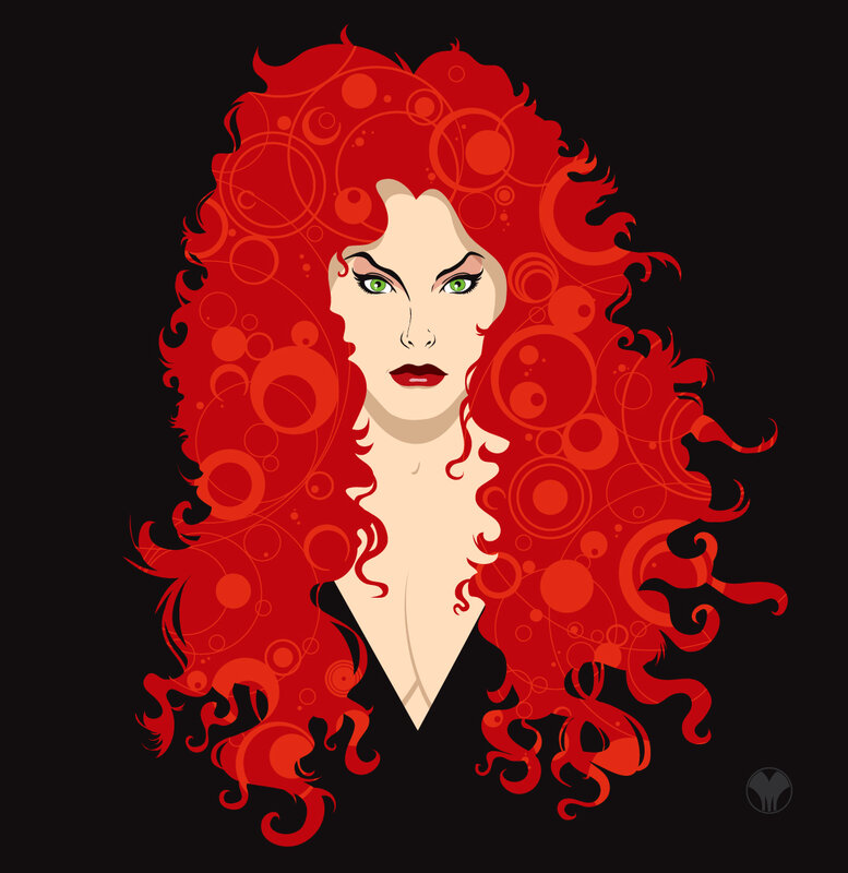 Red-haired woman with green eyes