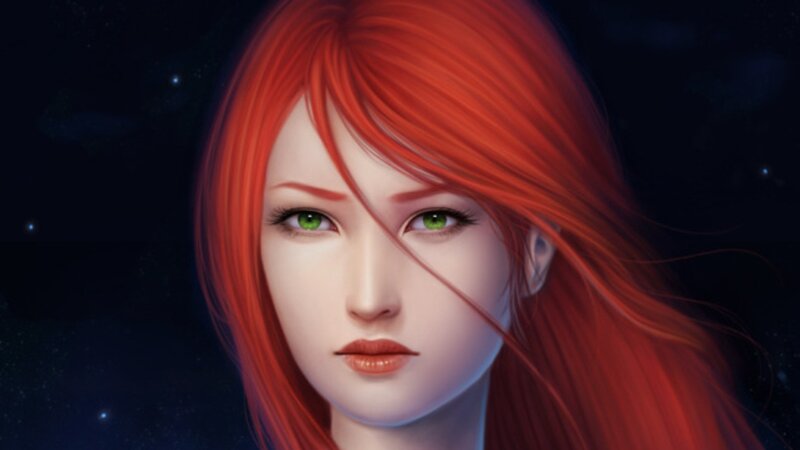 red-haired woman with green eyes