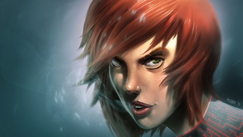 red-haired woman with green eyes