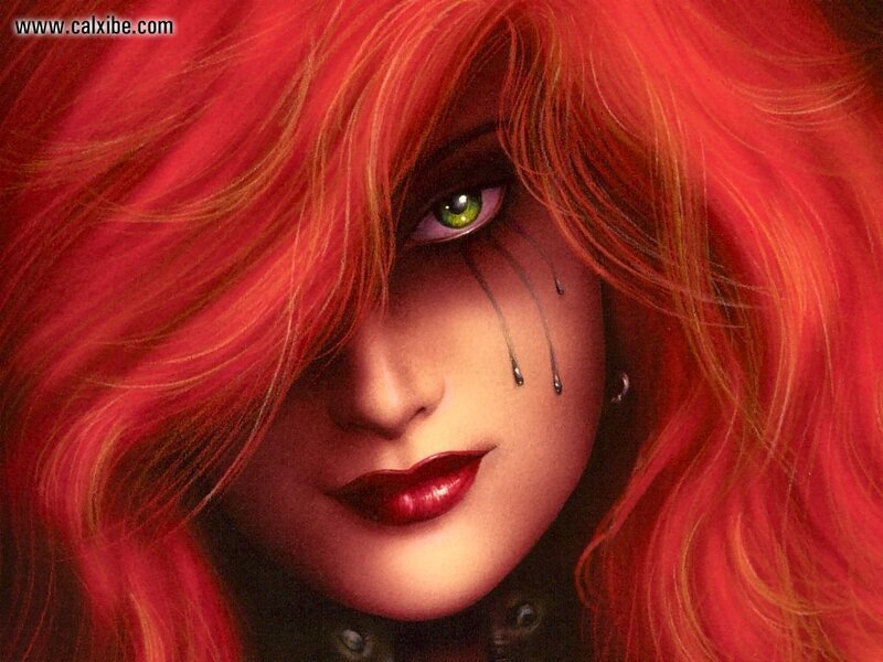 red-haired woman with green eyes