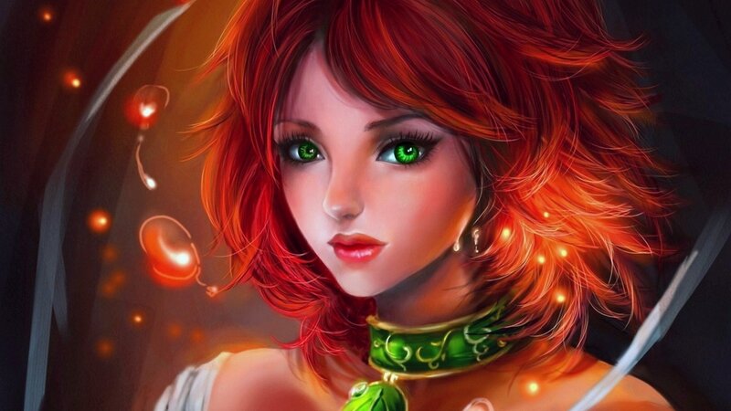 Red-haired Woman with Green Eyes — Red, Dramatic