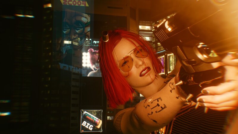 Red-haired Woman with Gun — Red, Dramatic, Night, 3d Render