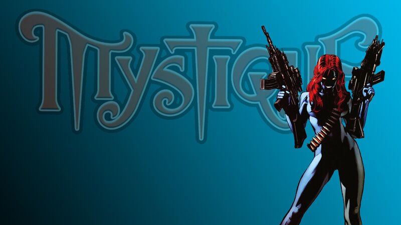 Red-haired Woman with Guns — Blue, Dramatic
