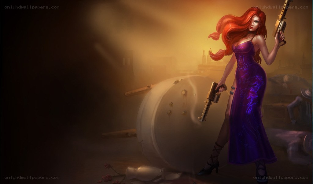 Red-haired woman with guns